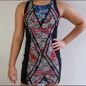 Lace Design Black Mini Dress